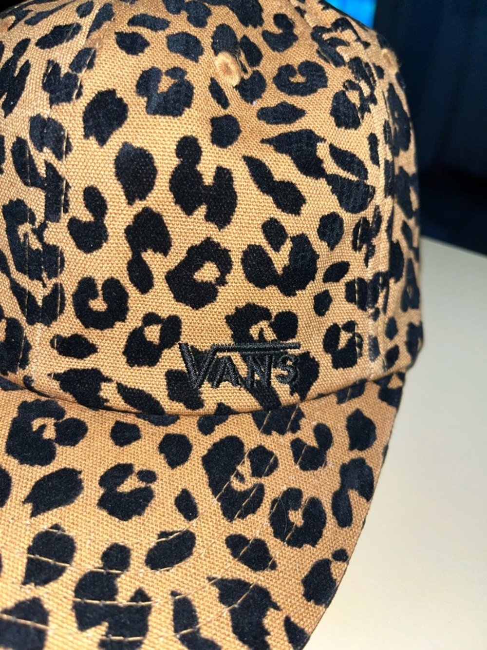 Vans Leopard Print Cap in Tan and Black Embroidered Logo
